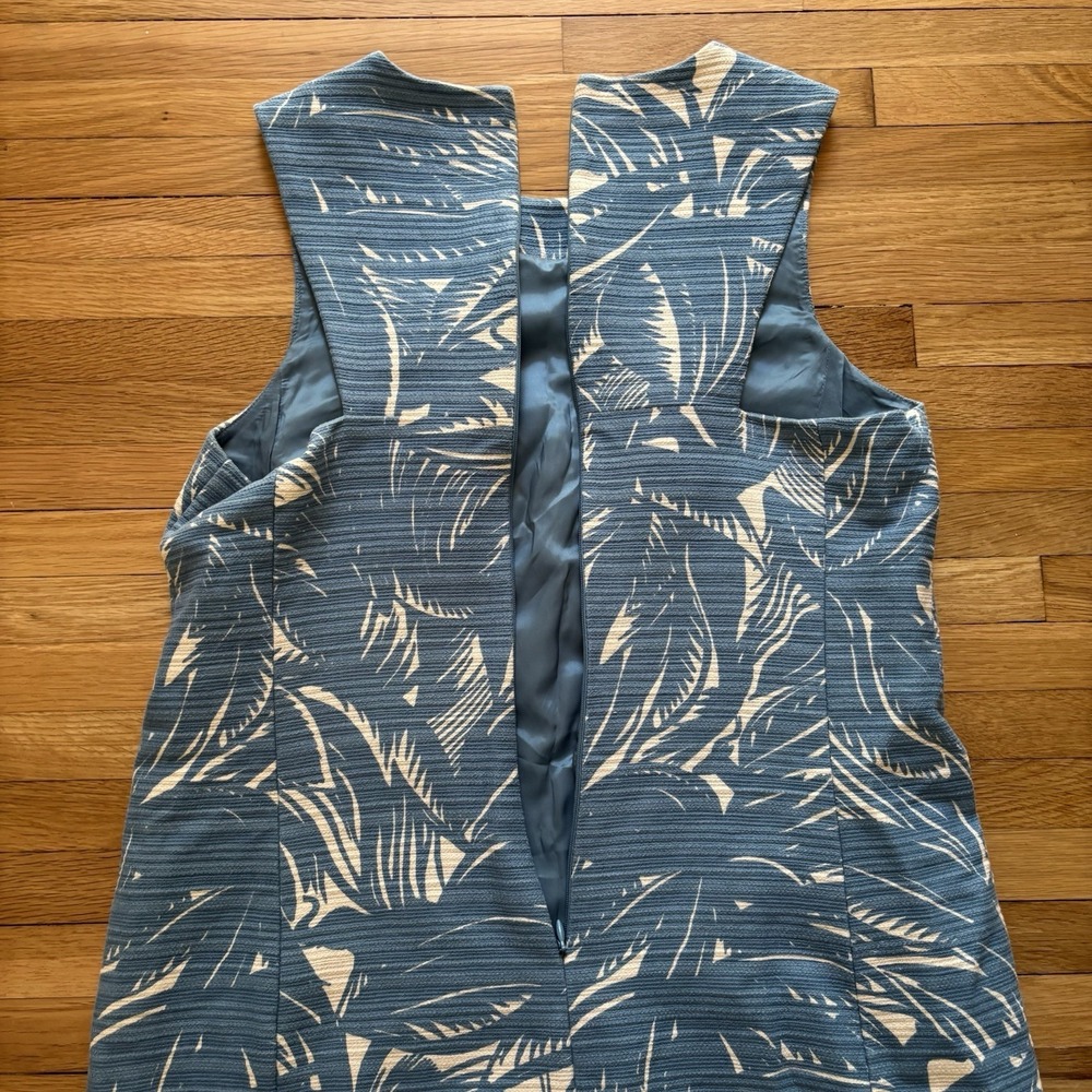 Tory Burch Tabora Shift Dress Blue White Tropical Palm Print 8 Linen Cotton Chic - Picture 5 of 12